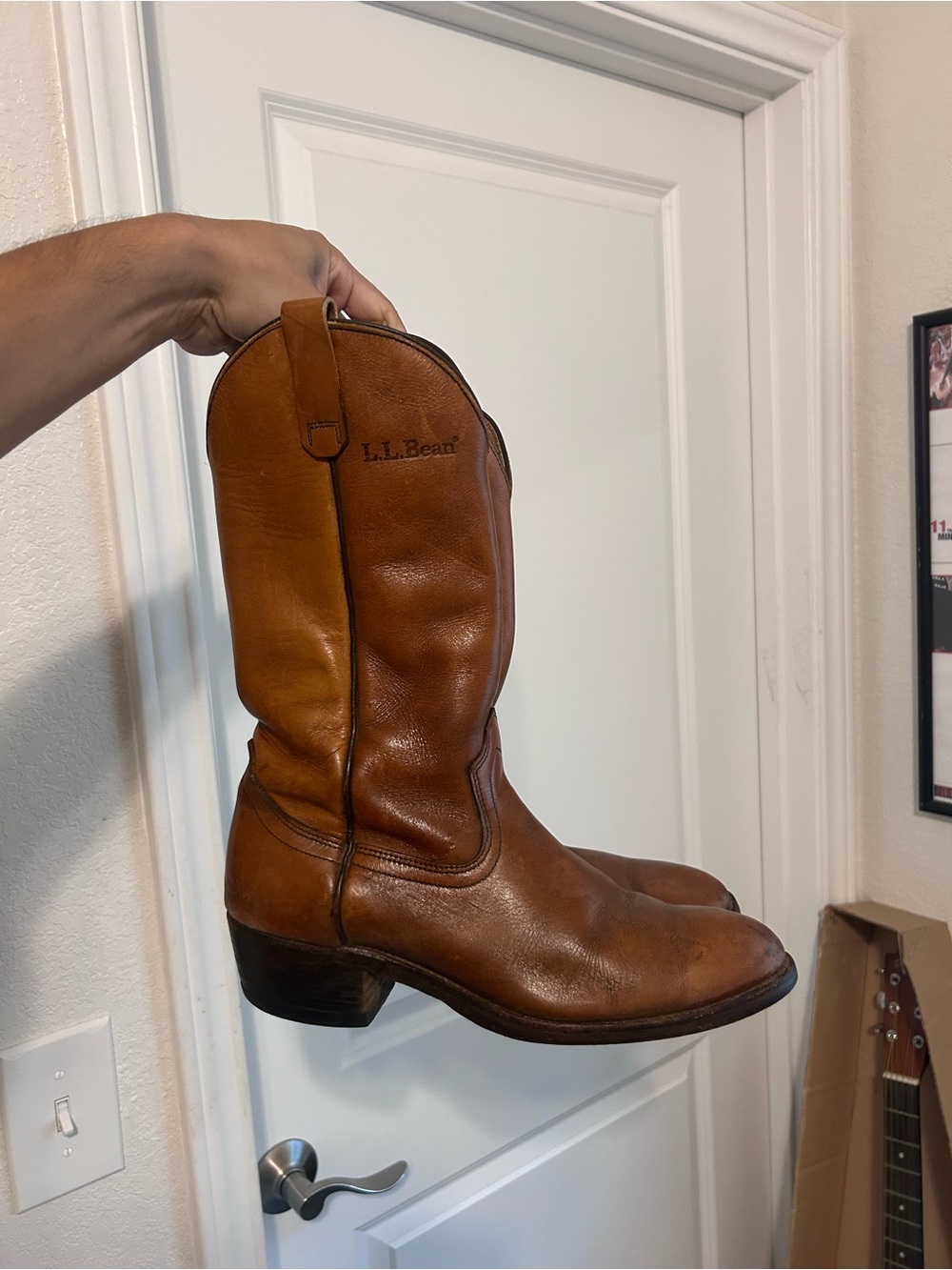 Vintage L.L.BEAN Brown Engineer Western Cowboy Boots Men’s Sz 9D Leather